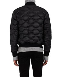 Moncler Down Filled Leather Tech Faille Bomber Jacket