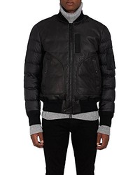 Moncler Down Filled Leather Tech Faille Bomber Jacket