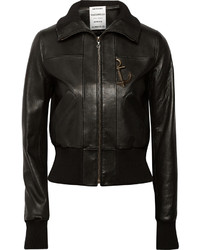 Embellished Leather Bomber Jacket Anthony Vaccarello