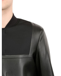 Emporio Armani Asymmetrical Nappa Leather Bomber Jacket