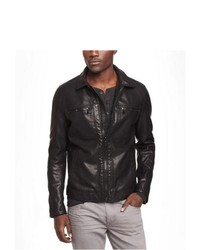 Express Leather Point Collar Biker Jacket Black Medium