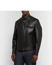 Schott Faux Fur Lined Leather Caf Racer Jacket