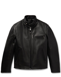 Schott Faux Fur Lined Leather Caf Racer Jacket