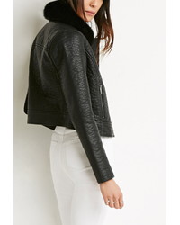 Forever 21 Faux Leather Bomber Jacket