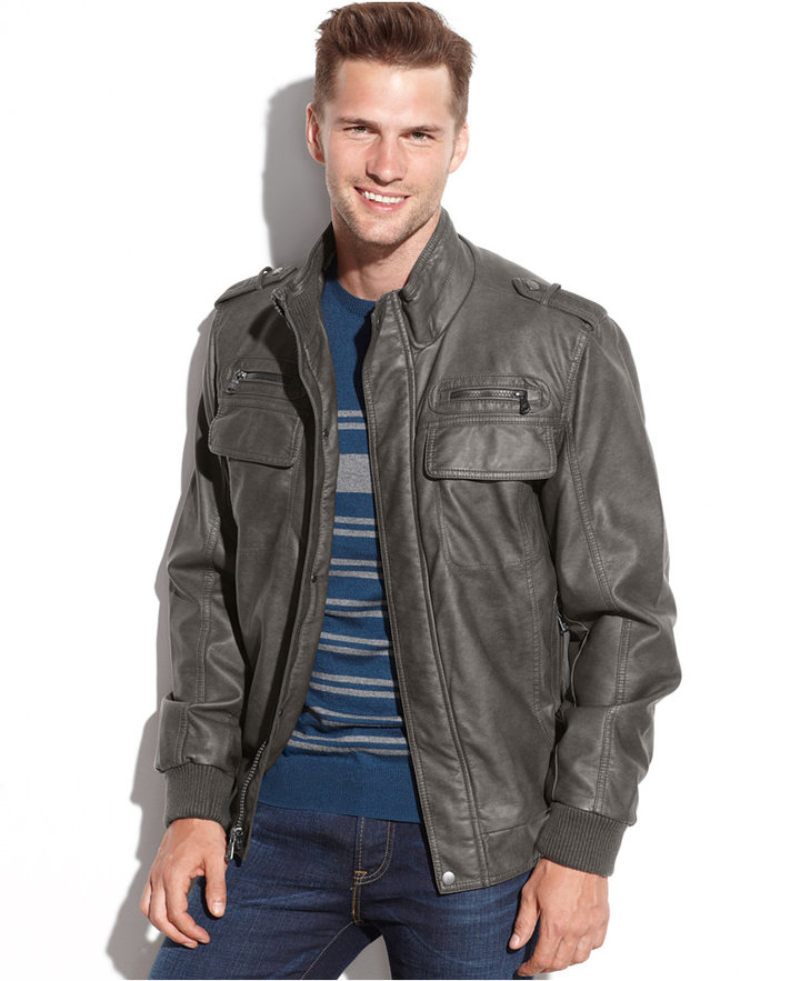 Calvin klein best sale bomber leather jacket