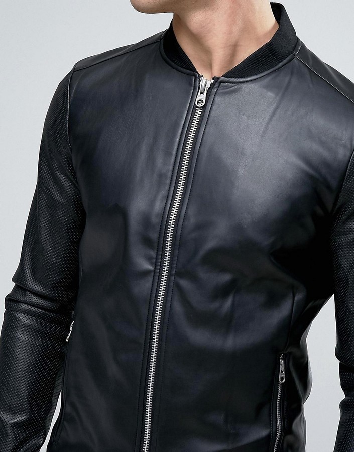 Leather Sleeve Bomber Jacket – Labrum London