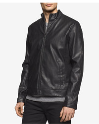 Calvin Klein Faux Leather Perforated Bomber Jacket