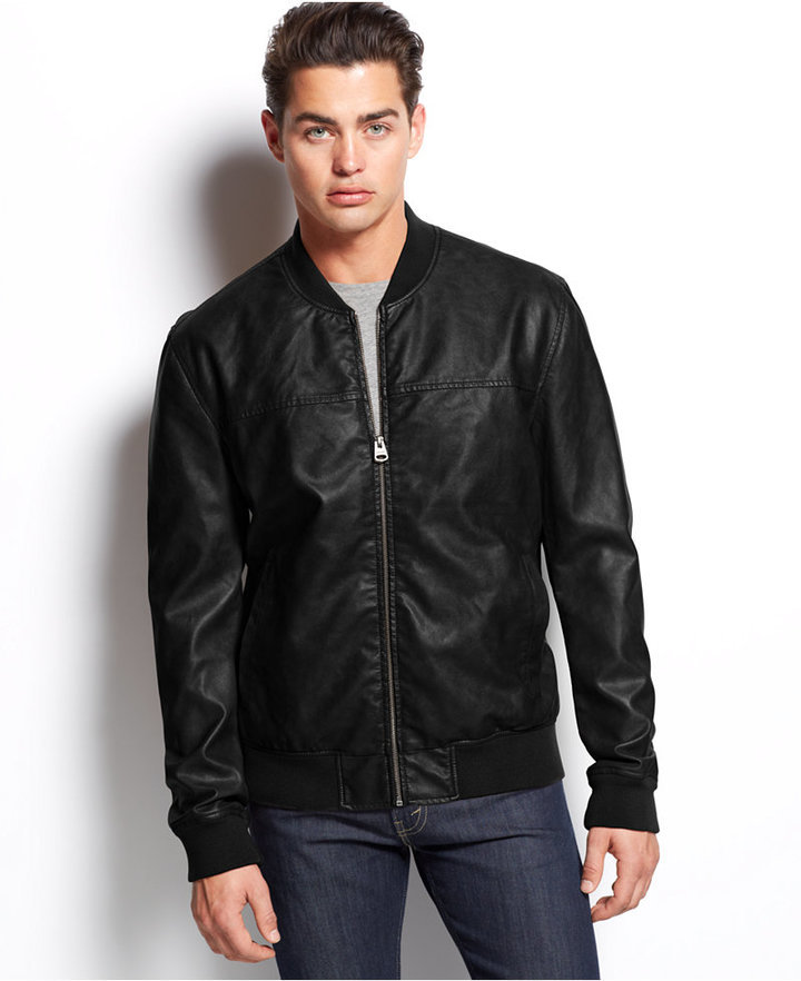 Levi's Faux Leather Varsity Bomber Jacket, $180 | Macy's | Lookastic