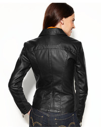 Kenneth Cole Reaction Faux Leather Zippered Cuff Jacket
