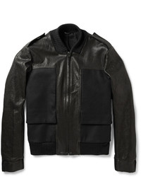 Maison Margiela Felt Panelled Leather Bomber Jacket