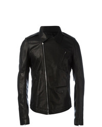 Rick Owens Fitted Leather Jacket Black