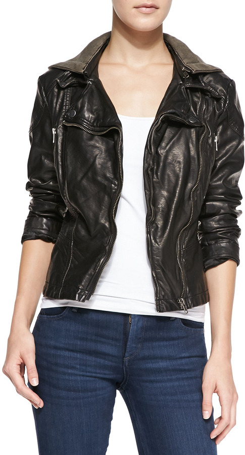 Free People Hooded Faux Leather Moto Jacket Black | Where to buy & how ...