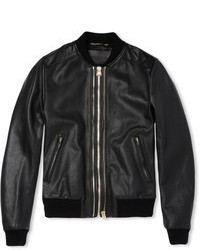Dolce & Gabbana Full Grain Leather Bomber Jacket