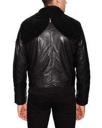 Gilded Age Leather Hooded Bomber Jacket