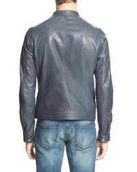 Belstaff Grandston Leather Moto Jacket Size 48 Eu Blue