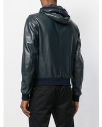 Dolce & Gabbana Hooded Leather Bomber Jacket