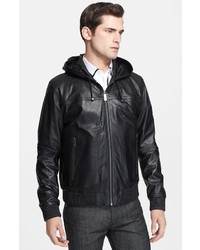 Versace Hooded Leather Jacket