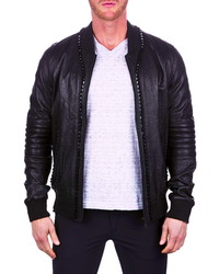 Maceoo Horn Stud Weathered Leather Jacket