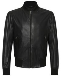 Hugo Boss Mirek Lambskin Leather Bomber Jacket 40r Black