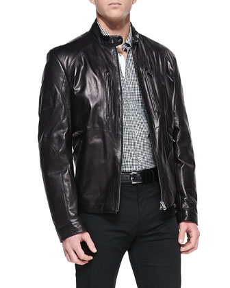 Hugo Boss Reversible Leather Biker Jacket Black, $895 | Neiman Marcus ...