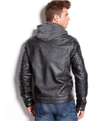 X-Ray Jacket Faux Leather Hooded Jacket