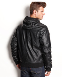 Brave Soul Jacket Hooded Faux Leather Bomber