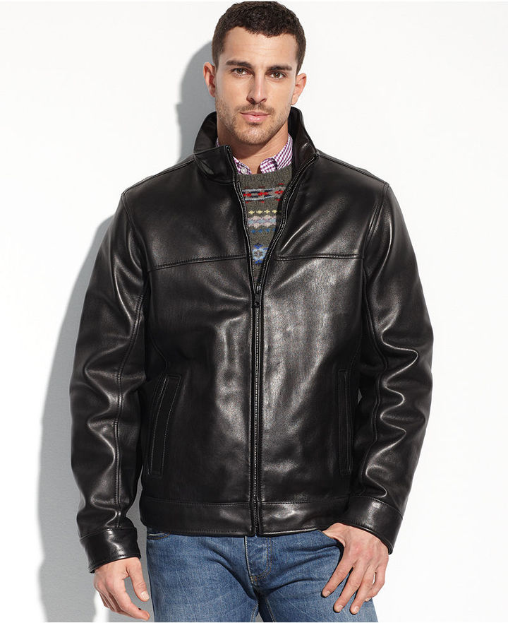 Bot Verslinden Gezichtsvermogen Tommy Hilfiger Jacket Smooth Lamb Leather Stand Collar Jacket, $595 |  Macy's | Lookastic