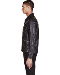 Paul Smith Jeans Black Leather Zip Up Jacket