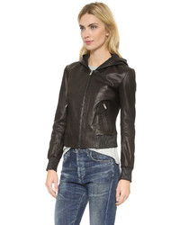 June Hooded Leather Jacket
