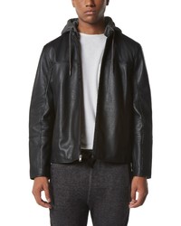 Marc New York Kingburg Leather Jacket With Removable Hood