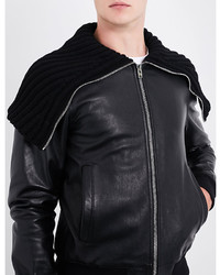 Givenchy Knitted Collar Leather Bomber Jacket