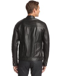 La Marque Lamb Leather Biker Jacket With Quilted Sleeve Details