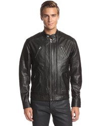 La Marque Lamb Leather Biker Jacket With Quilted Sleeve Details