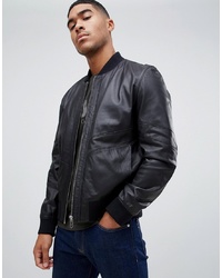 Hugo Lachlan Leather Jacket In Black