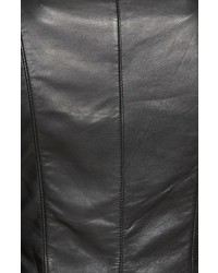 Lamarque Embroidered Sleeve Leather Peplum Jacket