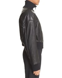DKNY Leather Bomber Jacket