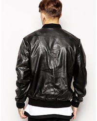 Religion Leather Bomber Jacket