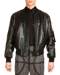 Givenchy Leather Bomber Jacket Black