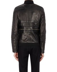 Hood by Air Leather Bomber Jacket Black Size L