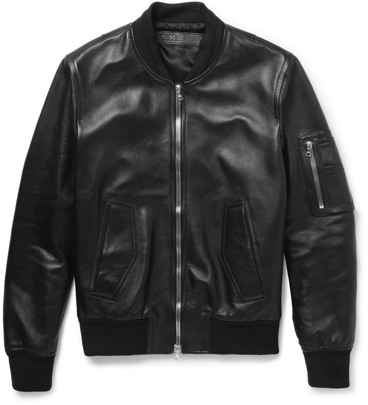 Neil Barrett Leather Bomber Jacket, $2,915 | MR PORTER | Lookastic