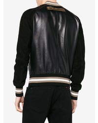 Dolce & Gabbana Leather Bomber Jacket With Logo