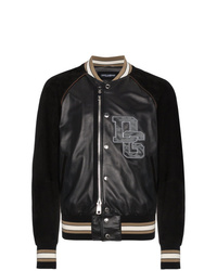 Dolce & Gabbana Leather Bomber Jacket With Logo