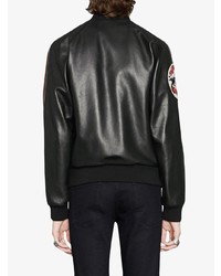 Gucci Leather Bomber Jacket With Patch