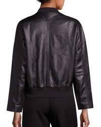 Vince Leather Drop Shoulder Bomber Jacket