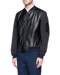Lanvin Leather Front Cotton Bomber Jacket