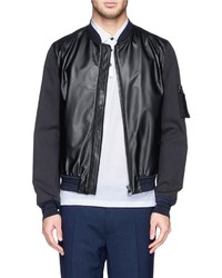 Lanvin Leather Front Cotton Bomber Jacket