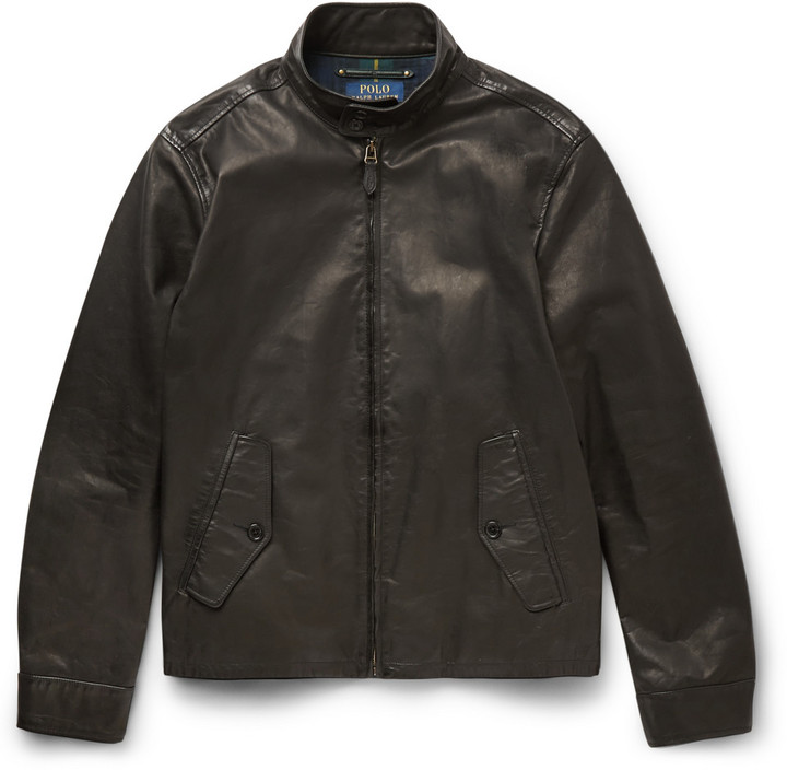 polo leather jacket black