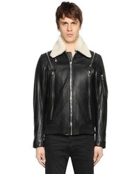 Diesel Leather Jacket W Shearling Collar