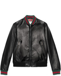 Gucci Leather Jacket With Web