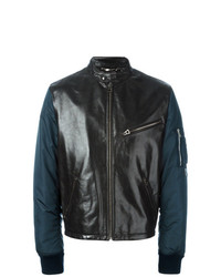 Dolce & Gabbana Leather Panel Bomber Jacket Black